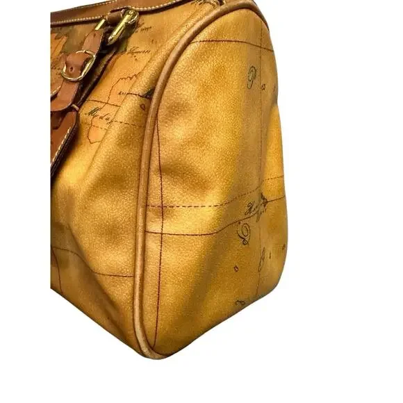 ALVIERO MARTINI CLASSE WORLD MAP BROWN BOSTON BAG - Picture 4 of 14